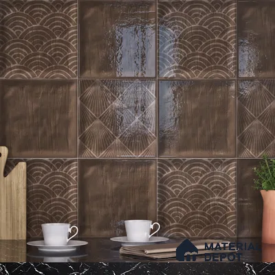 Subway Wall Tile TL 06428 AA Nordica Espresso Glow 8 x 8 inch Ceramic Glossy Finish - 8 mm  | Suitable for Accent / Feature Walls, Bathroom, Kitchen Wall & Backsplashes (Sample)