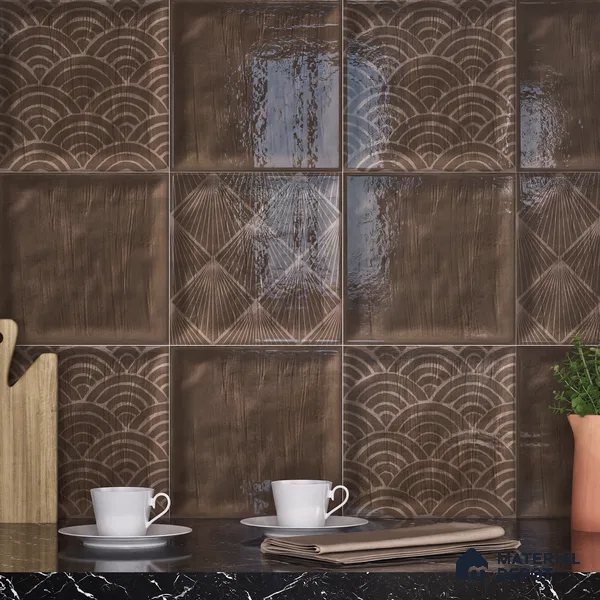 Subway Wall Tile TL 06428 AA Nordica Espresso Glow 8 x 8 inch Ceramic Glossy Finish - 8 mm  | Suitable for Accent / Feature Walls, Bathroom, Kitchen Wall & Backsplashes (Sample)