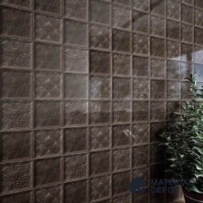 Subway Wall Tile TL 06428 AA Nordica Espresso Glow 8 x 8 inch Ceramic Glossy Finish - 8 mm  | Suitable for Accent / Feature Walls, Bathroom, Kitchen Wall & Backsplashes (Sample)