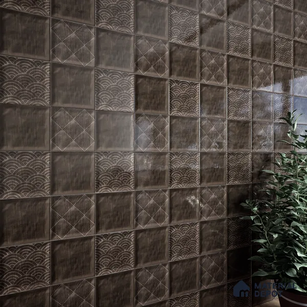 Subway Wall Tile TL 06428 AA Nordica Espresso Glow 8 x 8 inch Ceramic Glossy Finish - 8 mm  | Suitable for Accent / Feature Walls, Bathroom, Kitchen Wall & Backsplashes (Sample)