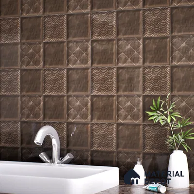 Subway Wall Tile TL 06428 AA Nordica Espresso Glow 8 x 8 inch Ceramic Glossy Finish - 8 mm  | Suitable for Accent / Feature Walls, Bathroom, Kitchen Wall & Backsplashes (Sample)
