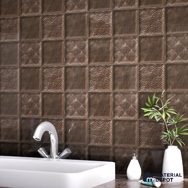 Subway Wall Tile TL 06428 AA Nordica Espresso Glow 8 x 8 inch Ceramic Glossy Finish - 8 mm  | Suitable for Accent / Feature Walls, Bathroom, Kitchen Wall & Backsplashes (Sample)