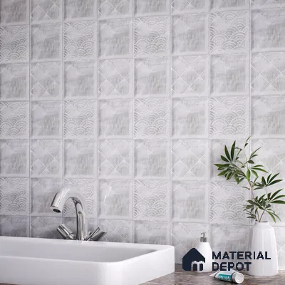 Subway Wall Tile TL 06428 AC Nordica Arctic Breeze 8 x 8 inch Ceramic Glossy Finish - 8 mm  | Suitable for Accent / Feature Walls, Bathroom, Kitchen Wall & Backsplashes (Sample)