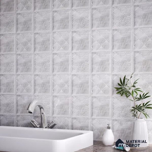 Subway Wall Tile TL 06428 AC Nordica Arctic Breeze 8 x 8 inch Ceramic Glossy Finish - 8 mm  | Suitable for Accent / Feature Walls, Bathroom, Kitchen Wall & Backsplashes (Sample)