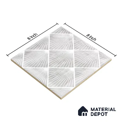 Subway Wall Tile TL 06428 AD Nordica Opal Radiance 8 x 8 inch Ceramic Glossy Finish - 8 mm  | Suitable for Accent / Feature Walls, Bathroom, Kitchen Wall & Backsplashes (Sample)