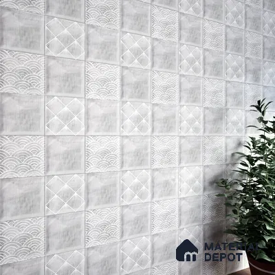 Subway Wall Tile TL 06428 AD Nordica Opal Radiance 8 x 8 inch Ceramic Glossy Finish - 8 mm  | Suitable for Accent / Feature Walls, Bathroom, Kitchen Wall & Backsplashes (Sample)