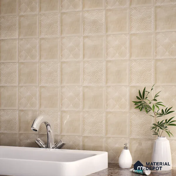 Subway Wall Tile TL 06428 B Nordica Misty Dune 8 x 8 inch Ceramic Glossy Finish - 8 mm  | Suitable for Accent / Feature Walls, Bathroom, Kitchen Wall & Backsplashes (Sample)