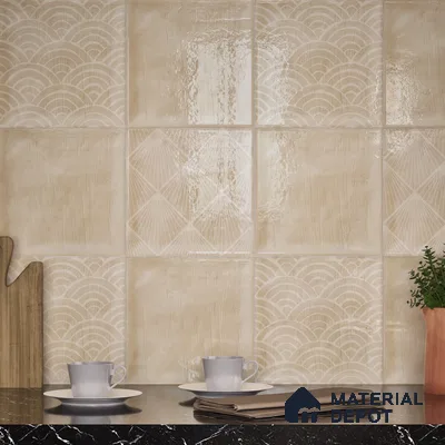 Plain Subway Wall Tile TL 06428 Nordica Sand 8 x 8 inch Ceramic Glossy Finish - 8 mm  | Suitable for Accent / Feature Walls, Bathroom, Kitchen Wall & Backsplashes (Sample)