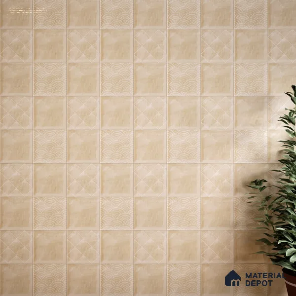 Plain Subway Wall Tile TL 06428 Nordica Sand 8 x 8 inch Ceramic Glossy Finish - 8 mm  | Suitable for Accent / Feature Walls, Bathroom, Kitchen Wall & Backsplashes (Sample)