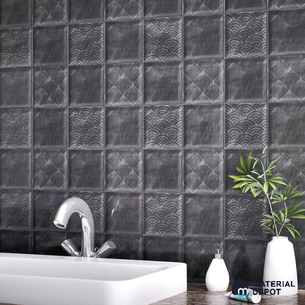 Plain Subway Wall Tile TL 06428 G Nordica Ashstone 8 x 8 inch Ceramic Glossy Finish - 8 mm  | Suitable for Accent / Feature Walls, Bathroom, Kitchen Wall & Backsplashes (Sample)