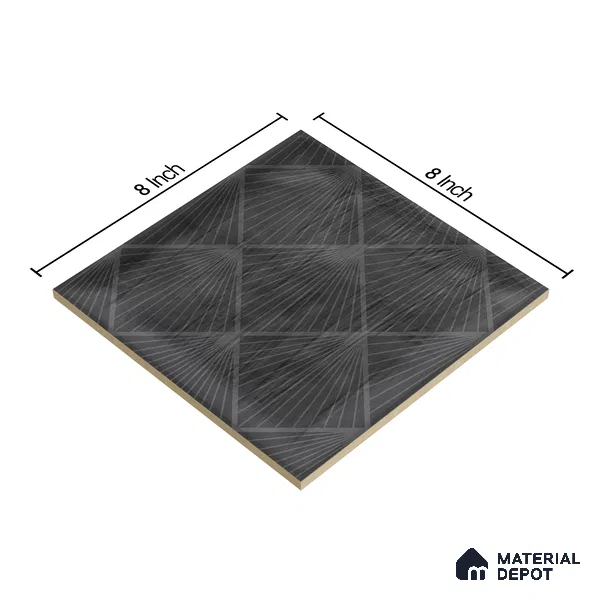 Subway Wall Tile TL 06428 I Nordica Carbon Shimmer 8 x 8 inch Ceramic Glossy Finish - 8 mm  | Suitable for Accent / Feature Walls, Bathroom, Kitchen Wall & Backsplashes (Sample)