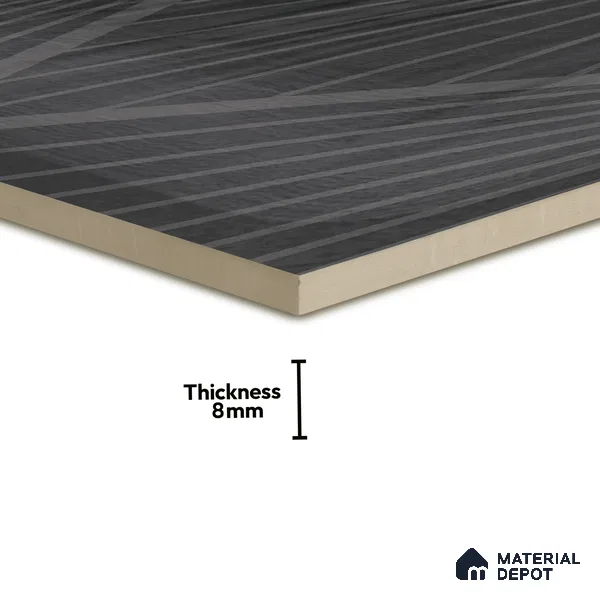 Subway Wall Tile TL 06428 I Nordica Carbon Shimmer 8 x 8 inch Ceramic Glossy Finish - 8 mm  | Suitable for Accent / Feature Walls, Bathroom, Kitchen Wall & Backsplashes (Sample)