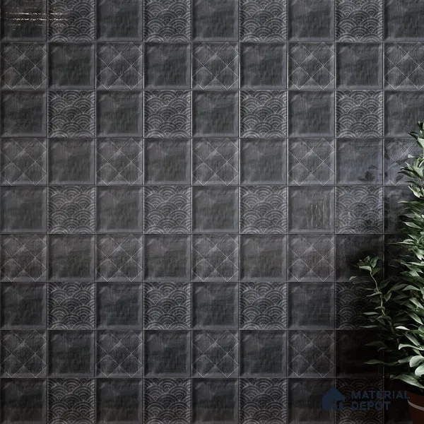 Subway Wall Tile TL 06428 I Nordica Carbon Shimmer 8 x 8 inch Ceramic Glossy Finish - 8 mm  | Suitable for Accent / Feature Walls, Bathroom, Kitchen Wall & Backsplashes (Sample)