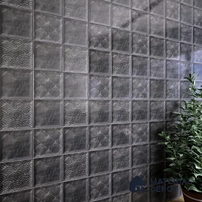 Subway Wall Tile TL 06428 I Nordica Carbon Shimmer 8 x 8 inch Ceramic Glossy Finish - 8 mm  | Suitable for Accent / Feature Walls, Bathroom, Kitchen Wall & Backsplashes (Sample)