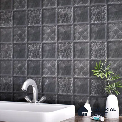 Subway Wall Tile TL 06428 I Nordica Carbon Shimmer 8 x 8 inch Ceramic Glossy Finish - 8 mm  | Suitable for Accent / Feature Walls, Bathroom, Kitchen Wall & Backsplashes (Sample)