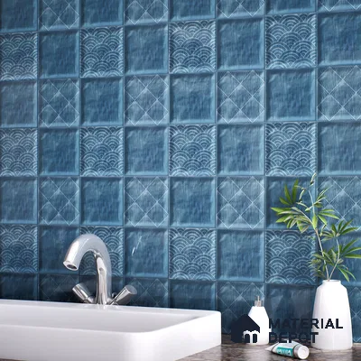 Plain Subway Wall Tile TL 06428 J Nordica Aqua Horizon 8 x 8 inch Ceramic Glossy Finish - 8 mm  | Suitable for Accent / Feature Walls, Bathroom, Kitchen Wall & Backsplashes (Sample)