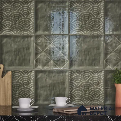 Plain Subway Wall Tile TL 06428 M Nordica Woodland Charm 8 x 8 inch Ceramic Glossy Finish - 8 mm  | Suitable for Accent / Feature Walls, Bathroom, Kitchen Wall & Backsplashes (Sample)