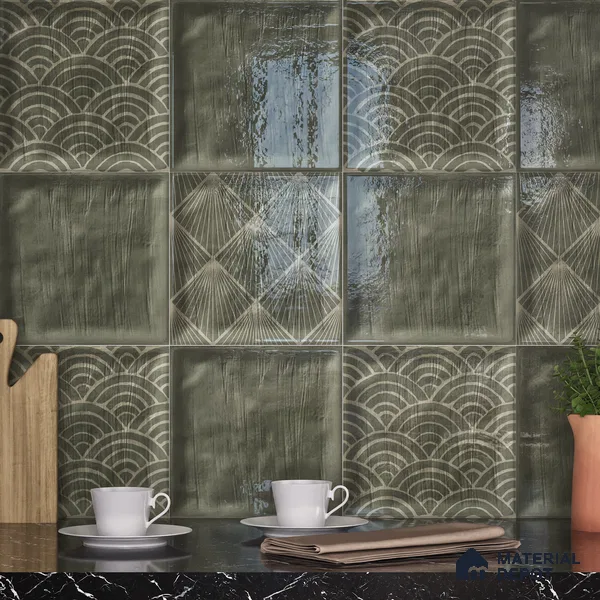 Subway Wall Tile TL 06428 N Nordica Foggy Grove 8 x 8 inch Ceramic Glossy Finish - 8 mm  | Suitable for Accent / Feature Walls, Bathroom, Kitchen Wall & Backsplashes (Sample)