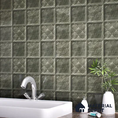 Subway Wall Tile TL 06428 N Nordica Foggy Grove 8 x 8 inch Ceramic Glossy Finish - 8 mm  | Suitable for Accent / Feature Walls, Bathroom, Kitchen Wall & Backsplashes (Sample)