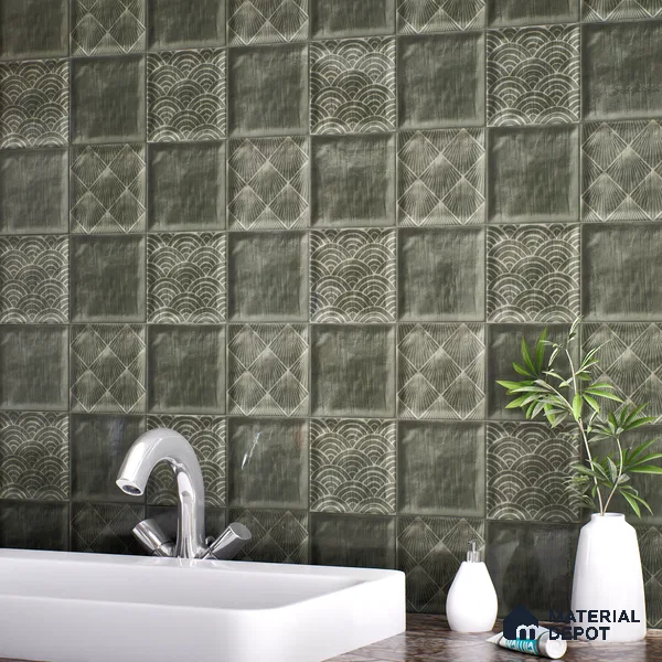 Subway Wall Tile TL 06428 O Nordica Emerald Gleam 8 x 8 inch Ceramic Glossy Finish - 8 mm  | Suitable for Accent / Feature Walls, Bathroom, Kitchen Wall & Backsplashes (Sample)