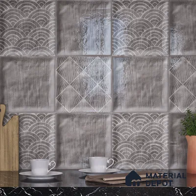 Plain Subway Wall Tile TL 06428 P Nordica Slate Whisper 8 x 8 inch Ceramic Glossy Finish - 8 mm  | Suitable for Accent / Feature Walls, Bathroom, Kitchen Wall & Backsplashes (Sample)