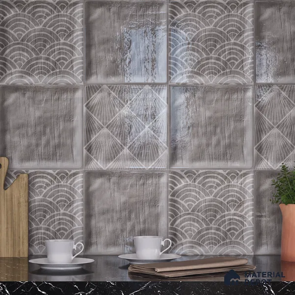 Plain Subway Wall Tile TL 06428 P Nordica Slate Whisper 8 x 8 inch Ceramic Glossy Finish - 8 mm  | Suitable for Accent / Feature Walls, Bathroom, Kitchen Wall & Backsplashes (Sample)