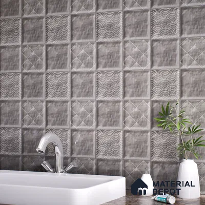 Plain Subway Wall Tile TL 06428 P Nordica Slate Whisper 8 x 8 inch Ceramic Glossy Finish - 8 mm  | Suitable for Accent / Feature Walls, Bathroom, Kitchen Wall & Backsplashes (Sample)