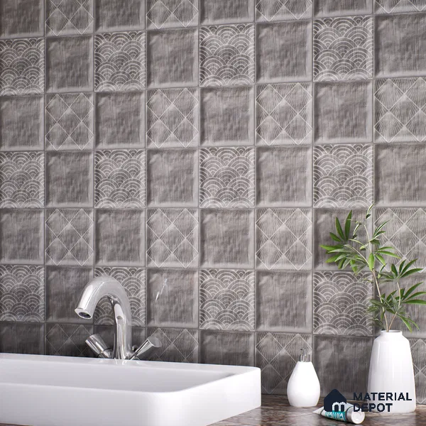 Plain Subway Wall Tile TL 06428 P Nordica Slate Whisper 8 x 8 inch Ceramic Glossy Finish - 8 mm  | Suitable for Accent / Feature Walls, Bathroom, Kitchen Wall & Backsplashes (Sample)