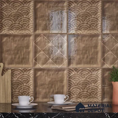 Plain Subway Wall Tile TL 06428 S Nordica Desert Tone 8 x 8 inch Ceramic Glossy Finish - 8 mm  | Suitable for Accent / Feature Walls, Bathroom, Kitchen Wall & Backsplashes (Sample)
