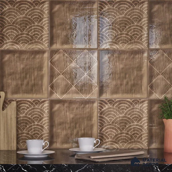 Plain Subway Wall Tile TL 06428 S Nordica Desert Tone 8 x 8 inch Ceramic Glossy Finish - 8 mm  | Suitable for Accent / Feature Walls, Bathroom, Kitchen Wall & Backsplashes (Sample)