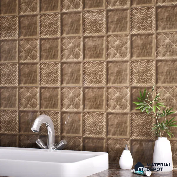 Subway Wall Tile TL 06428 U Nordica Golden Mirage 8 x 8 inch Ceramic Glossy Finish - 8 mm  | Suitable for Accent / Feature Walls, Bathroom, Kitchen Wall & Backsplashes (Sample)