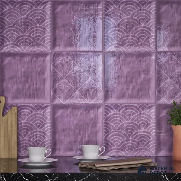 Subway Wall Tile TL 06428 X Nordica Amethyst Glint 8 x 8 inch Ceramic Glossy Finish - 8 mm  | Suitable for Accent / Feature Walls, Bathroom, Kitchen Wall & Backsplashes (Sample)
