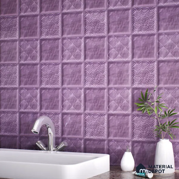 Subway Wall Tile TL 06428 X Nordica Amethyst Glint 8 x 8 inch Ceramic Glossy Finish - 8 mm  | Suitable for Accent / Feature Walls, Bathroom, Kitchen Wall & Backsplashes (Sample)