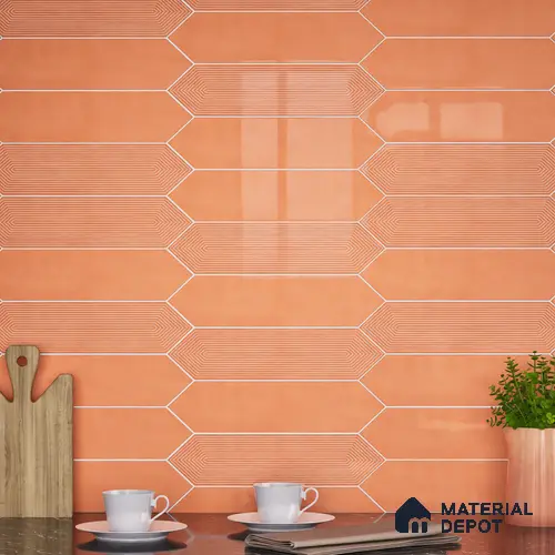 Subway Wall Tile TL 06430 B Lineage Picket Sunset Highlighter 12 x 3 inch Ceramic Glossy Finish - 10 mm  | Suitable for Accent / Feature Walls, Bathroom, Kitchen Wall & Backsplashes