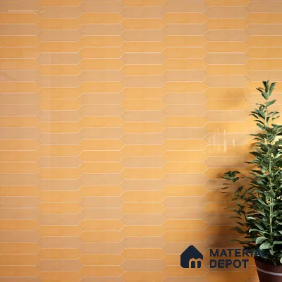 Subway Wall Tile TL 06430 E Lineage Picket Amber Plain 12 x 3 inch Ceramic Glossy Finish - 10 mm  | Suitable for Accent / Feature Walls, Bathroom, Kitchen Wall & Backsplashes (Sample)