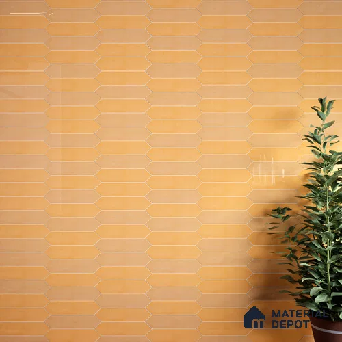 Subway Wall Tile TL 06430 E Lineage Picket Amber Plain 12 x 3 inch Ceramic Glossy Finish - 10 mm  | Suitable for Accent / Feature Walls, Bathroom, Kitchen Wall & Backsplashes