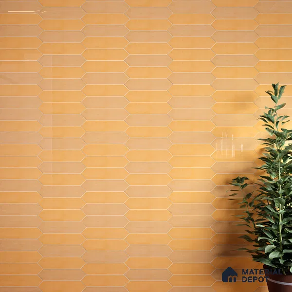 Subway Wall Tile TL 06430 E Lineage Picket Amber Plain 12 x 3 inch Ceramic Glossy Finish - 10 mm  | Suitable for Accent / Feature Walls, Bathroom, Kitchen Wall & Backsplashes (Sample)