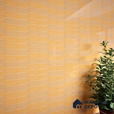 Subway Wall Tile TL 06430 F Lineage Picket Amber Highlighter 12 x 3 inch Ceramic Glossy Finish - 10 mm  | Suitable for Accent / Feature Walls, Bathroom, Kitchen Wall & Backsplashes (Sample)
