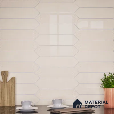 Subway Wall Tile TL 06430 G Lineage Picket Ivory Plain 12 x 3 inch Ceramic Glossy Finish - 10 mm  | Suitable for Accent / Feature Walls, Bathroom, Kitchen Wall & Backsplashes (Sample)