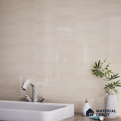 Subway Wall Tile TL 06430 G Lineage Picket Ivory Plain 12 x 3 inch Ceramic Glossy Finish - 10 mm | Suitable for Accent / Feature Walls, Bathroom, Kitchen Wall & Backsplashes