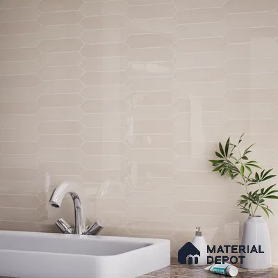 Subway Wall Tile TL 06430 H Lineage Picket Ivory Highlighter 12 x 3 inch Ceramic Glossy Finish - 10 mm  | Suitable for Accent / Feature Walls, Bathroom, Kitchen Wall & Backsplashes (Sample)