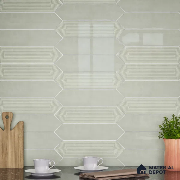 Subway Wall Tile TL 06430 I Lineage Picket Herb Garden Plain 12 x 3 inch Ceramic Glossy Finish - 10 mm  | Suitable for Accent / Feature Walls, Bathroom, Kitchen Wall & Backsplashes (Sample)