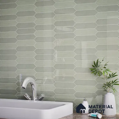 Subway Wall Tile TL 06430 I Lineage Picket Herb Garden Plain 12 x 3 inch Ceramic Glossy Finish - 10 mm  | Suitable for Accent / Feature Walls, Bathroom, Kitchen Wall & Backsplashes (Sample)