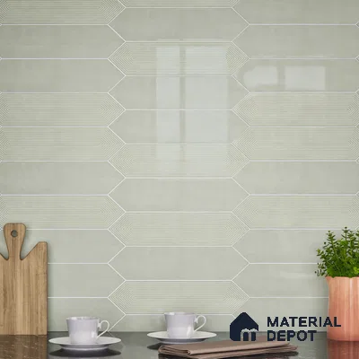 Subway Wall Tile TL 06430 J Lineage Picket Herb Garden Highlighter 12 x 3 inch Ceramic Glossy Finish - 10 mm  | Suitable for Accent / Feature Walls, Bathroom, Kitchen Wall & Backsplashes (Sample)