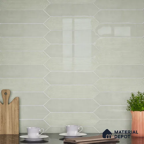 Subway Wall Tile TL 06430 J Lineage Picket Herb Garden Highlighter 12 x 3 inch Ceramic Glossy Finish - 10 mm  | Suitable for Accent / Feature Walls, Bathroom, Kitchen Wall & Backsplashes