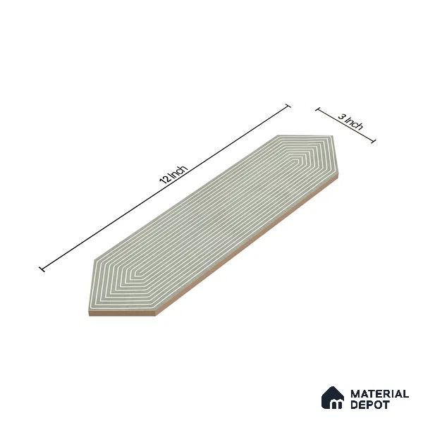 Subway Wall Tile TL 06430 J Lineage Picket Herb Garden Highlighter 12 x 3 inch Ceramic Glossy Finish - 10 mm  | Suitable for Accent / Feature Walls, Bathroom, Kitchen Wall & Backsplashes (Sample)