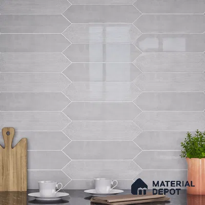 Subway Wall Tile TL 06430 M Lineage Picket Ashwood Plain 12 x 3 inch Ceramic Glossy Finish - 10 mm  | Suitable for Accent / Feature Walls, Bathroom, Kitchen Wall & Backsplashes (Sample)