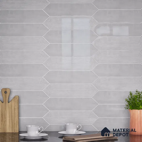 Subway Wall Tile TL 06430 M Lineage Picket Ashwood Plain 12 x 3 inch Ceramic Glossy Finish - 10 mm  | Suitable for Accent / Feature Walls, Bathroom, Kitchen Wall & Backsplashes