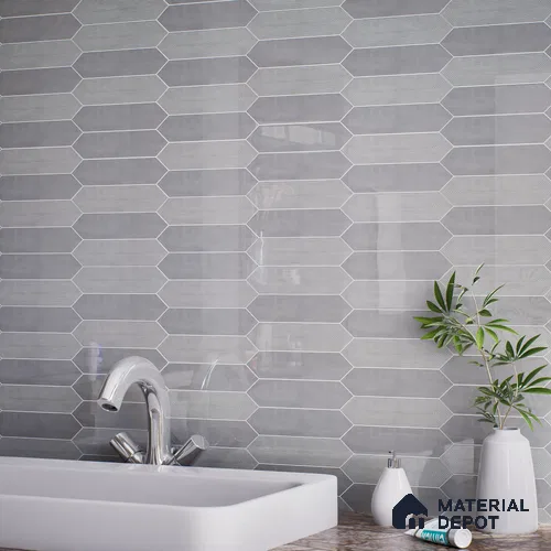 Subway Wall Tile TL 06430 M Lineage Picket Ashwood Plain 12 x 3 inch Ceramic Glossy Finish - 10 mm  | Suitable for Accent / Feature Walls, Bathroom, Kitchen Wall & Backsplashes