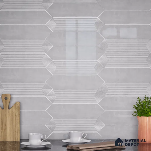 Subway Wall Tile TL 06430 N Lineage Picket Ashwood Highlighter 12 x 3 inch Ceramic Glossy Finish - 10 mm  | Suitable for Accent / Feature Walls, Bathroom, Kitchen Wall & Backsplashes (Sample)